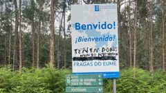 Una de las pintadas denunciadas por la Xunta, en la que se puede leer <span lang= gl >Teen dono, non se rouban</span>, en alusin a las Fragas do Eume