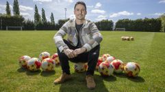 Adri�n Armental, en San L�zaro, minutos antes del entrenamiento de este jueves.