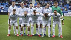 El once inicial del Deportivo en Huesca. 