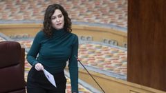 Ayuso, en un pleno de la Asamblea de Madrid.