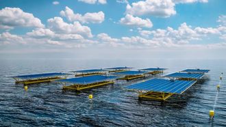 Recreacin de la plataforma solar flotante que la empresa instalar frente al puerto de Valencia.