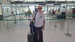 Eli Dosil justo antes de embarcar rumbo a Venezuela