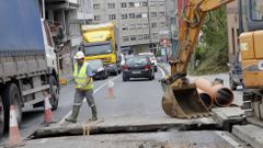 Imagen de archivo de una calle en obras en Ribeira