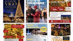 Carteles de agencias de viajes anunciando desplazamientos a Vigo este a�o para ver su montaje de Navidad
