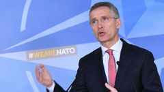 El secretario general de la OTAN, Jens Stoltenberg, durante la rueda de prensa en Bruselas
