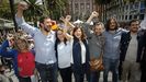 Mitin de la coalicin En Marea-Podemos en A Corua durante la campaa de las generales del 2016. En el centro, Yolanda Daz y Xulio Ferreiro, entonces alcalde de A Corua por la Marea Atlntica