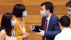 Ana Pont�n y Gonzalo Caballero, en el Parlamento de Galicia