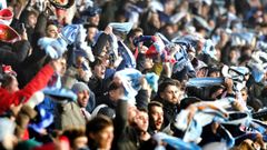 Aficionados del Celta, durante el partido de este jueves ante el Lille.