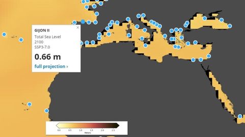 Prediccin de aumento del nivel del mar para Gijn en 2100