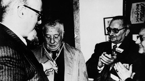 �nxel Fole, en una imagen tomada el d�a que se le hizo entrega del Pedr�n de Ouro.