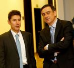 Del Amo y Sanmart�n, ayer tras su conferencia en A Coru�a.