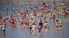 Aspecto que presentaba ayer la playa de Silgar, en Sanxenxo