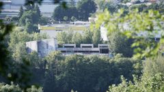 Esqueleto del centro de interpretaci�n de parques naturales en la ribera del Mi�o.