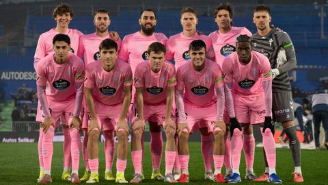 Formaci�n inicial del Celta ante el Getafe este domingo en el Coliseum.