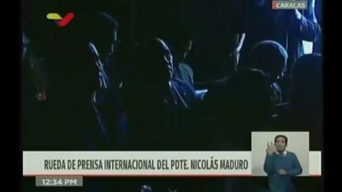 Captura de la grabacin en directo de la rueda de prensa de Nicols Maduro en el palacio de Miraflores