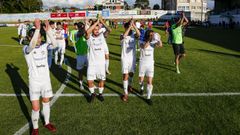 Los jugadores boiristas festejan la ltima victoria en Barraa cosechada ante el Sigeiro.