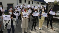 La protesta de las TCAE fue ante la residencia de Os Milagros en Cabeza de Vaca