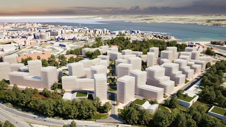 Recreaci&oacute;n de la urbanizaci&oacute;n que promueve la Xunta en monte Mero, en A Coru&ntilde;a