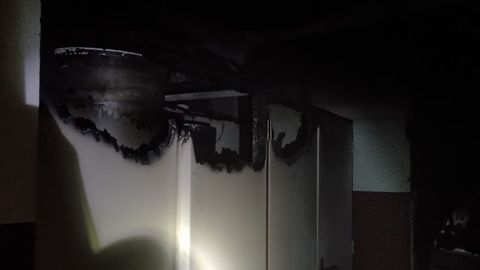 Zona afectada en el pabell�n, la de los vestuarios