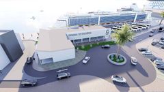 Recreaci�n de la futura terminal de cruceros del muelle de Ferrol.