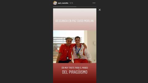 Captura de Instastories de Saúl Craviotto despidiéndose de Suso Morlán