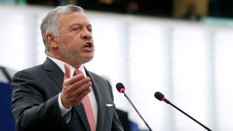 El rey jordano, en una intervenci�n en el Parlamento Europeo en enero del 2020