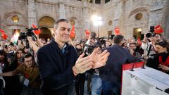 El presidente del gobierno, Pedro S�nchez, durante un acto de inicio de campa�a electoral en Castilla y Le�n.