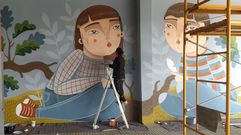 As� quedaron los murales dise�ados por la artista Abi Castillo para el colegio de Roxos, en Compostela