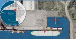 Recreaci�n de la prolongaci�n del muelle A3 para el nuevo atraque de graneles l�quidos en Langosteira
