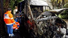 Dos ambulancias incendiadas en Pontevedra