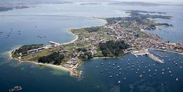 Vista area de A Illa de Arousa, de donde es originario Marcial Dorado y donde an conserva mltiples propiedades.