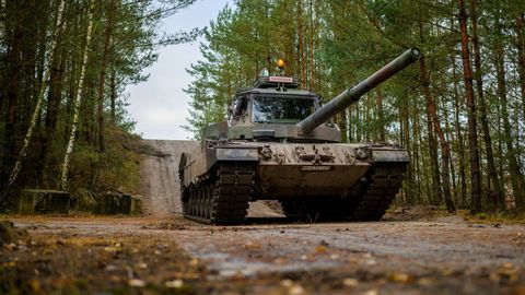 Un Leopard en la Baja Sajonia, Alemania.