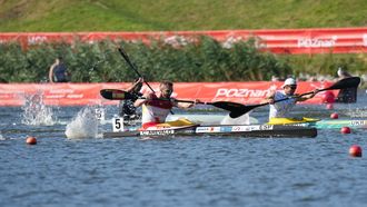 Carlos Ar�valo, durante la semifinal del K1 200.