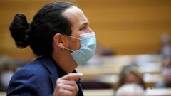 El todav�a vicepresidente segundo del Gobierno, Pablo Iglesias, este martes, durante la sesi�n de control al Gobierno en el Senado