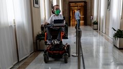 El portavoz parlamentario de Unidas Podemos, Pablo Echenique, este martes, en el Congreso