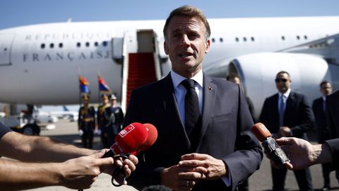 El presidente francés, Emmanuel Macron, a su llegada a Egipto