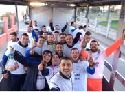 Los jugadores del Mes�a, durante la celebraci�n del ascenso.