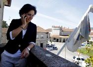 Sandra Gonz�lez, no balc�n do Concello.