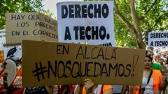 Algunos de los lemas de la manifestaci�n en Madrid para reclamar alquileres justos.