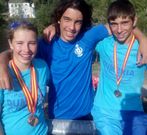 Los palistas dumbrieses Lorena Costa, Brais P�rez y Marcos S�nchez.