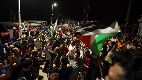 Seguidores pro palestina protestan por el supuesto ataque a uno de los barcos de la flotilla de la Libertad en T�nez