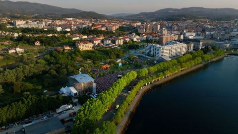 Imagen a vista de dron del Bigsound, que celebr� su segunda edici�n en el Parque de Tafisa de Pontevedra los d�as 17 y 18 de julio