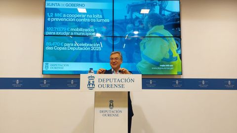 Luis Menor, en la rueda de prensa que ofreció este lunes en la Diputación ourensana.