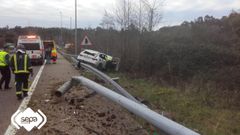 Un herido tras salirse de la va en la A-8 en Llanes