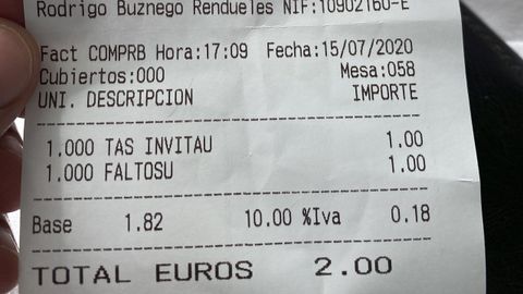 El ticket de la cuenta de Juanma Casta�o