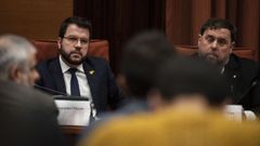 El vicepresidente de la Generalitat, Pere Aragon�s, y el l�der de ERC, Oriol Junqueras, en una imagen de archivo