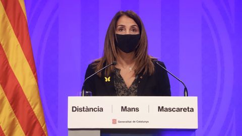 La consellera de Presidencia y portavoz del Govern, Meritxell Bud�, en rueda de prensa telem�tica