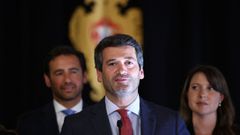 El lder de Chega, Andr Ventura, en el palacio de Belm, durante las consultas con el presidente de la Repblica, Marcelo Rebelo de Sousa