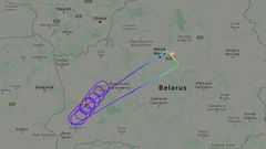 Imagen del servicio de seguimiento de vuelos Flightradar24 donde se aprecian los giros hechos por el avi�n antes del aterrizaje en el aeropuerto de la capital bielorrusa
