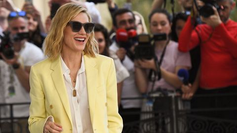 La actriz australiana Cate Blanchett, presidenta del jurado de Cannes, a su llegada a la sede del festival